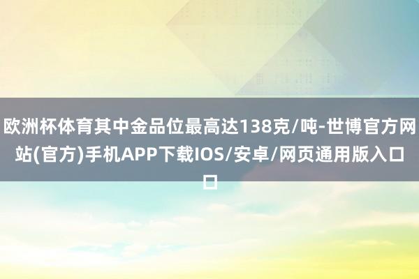欧洲杯体育其中金品位最高达138克/吨-世博官方网站(官方)手机APP下载IOS/安卓/网页通用版入口