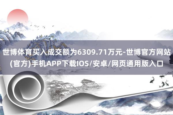 世博体育买入成交额为6309.71万元-世博官方网站(官方)手机APP下载IOS/安卓/网页通用版入口