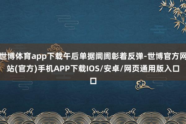 世博体育app下载午后单据阛阓彰着反弹-世博官方网站(官方)手机APP下载IOS/安卓/网页通用版入口